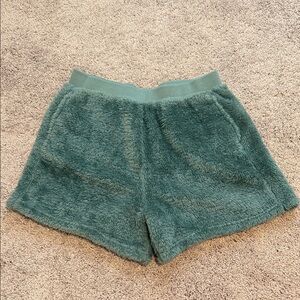 UGG Green Fleece Shorts with Blue Pocket